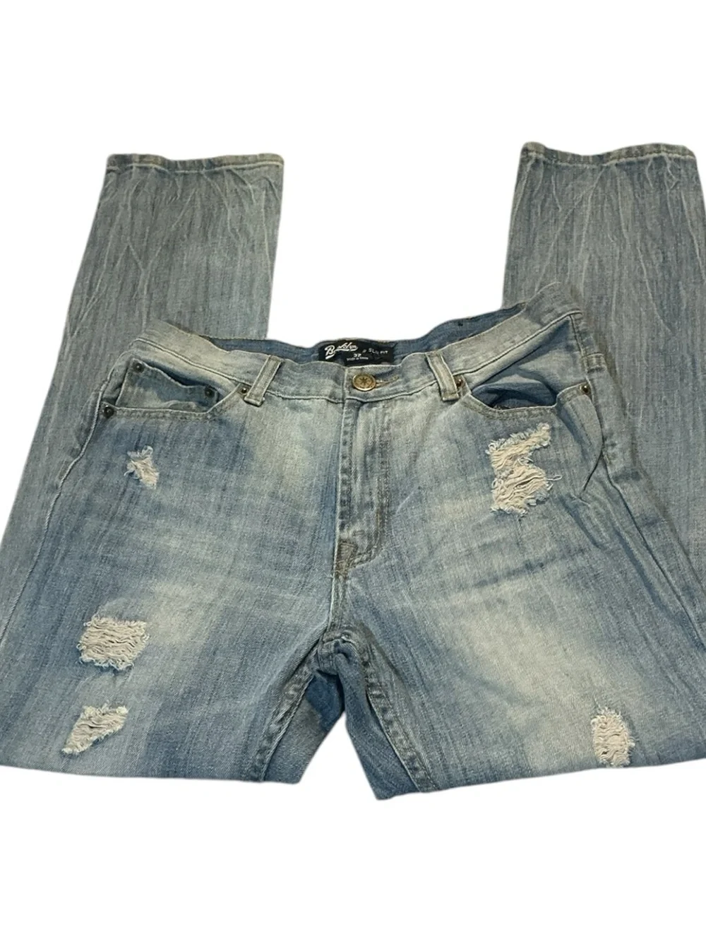 💟 Brooklyn Cloth Men's Jeans 32 Slim Fit Distressed Ripped, and Faded Denim